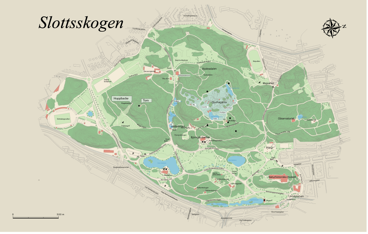Karta över Slottskogen
