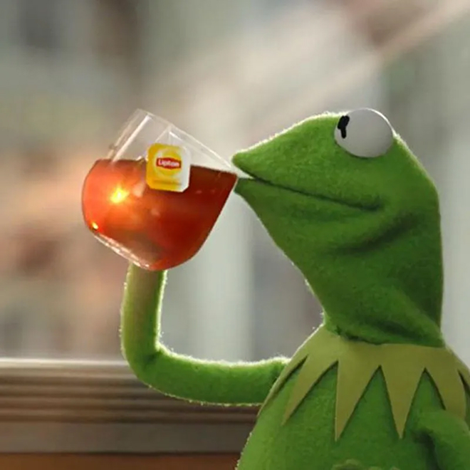 Grodan Kermit dricker te från Lipton
