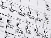 Svartvit bild på det periodiska systemet