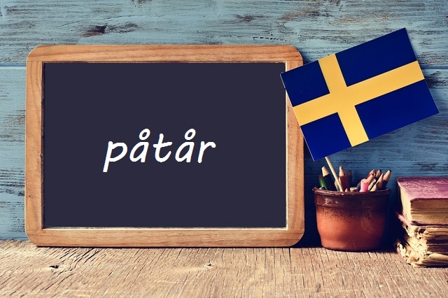 Skylt som det står "påtår" på