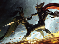 Thor och Oden i strid
